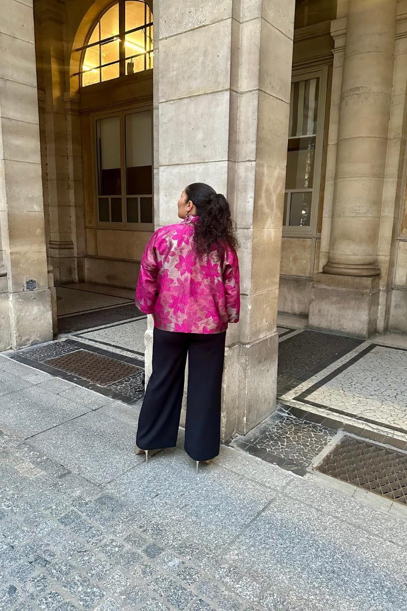 KIMONO FLORAL FUCHIA