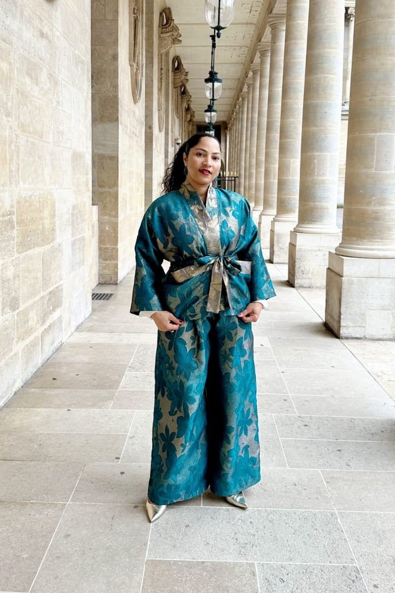 KIMONO FLORAL TURQUOISE