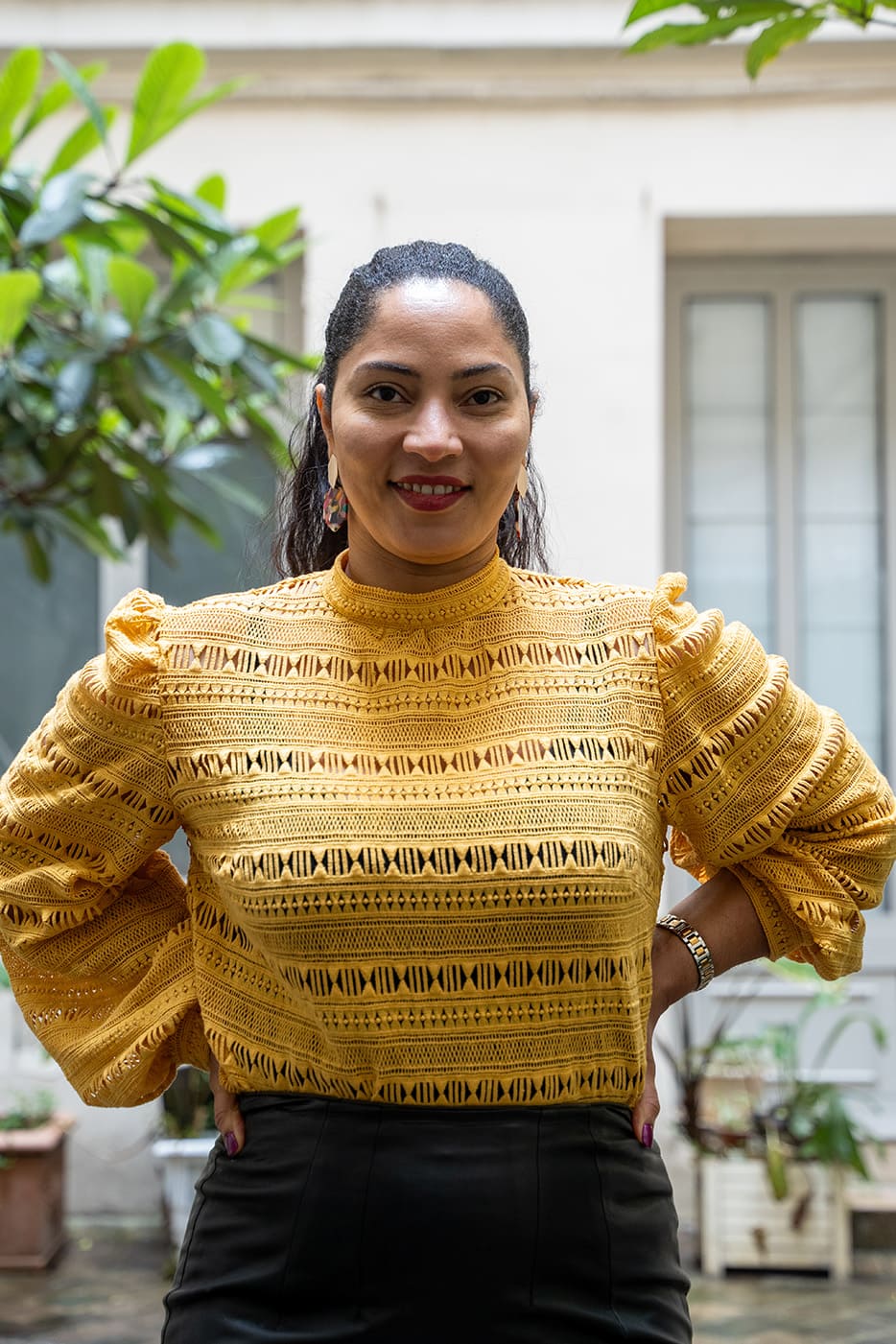 CHEMISIER EN CROCHET JAUNE