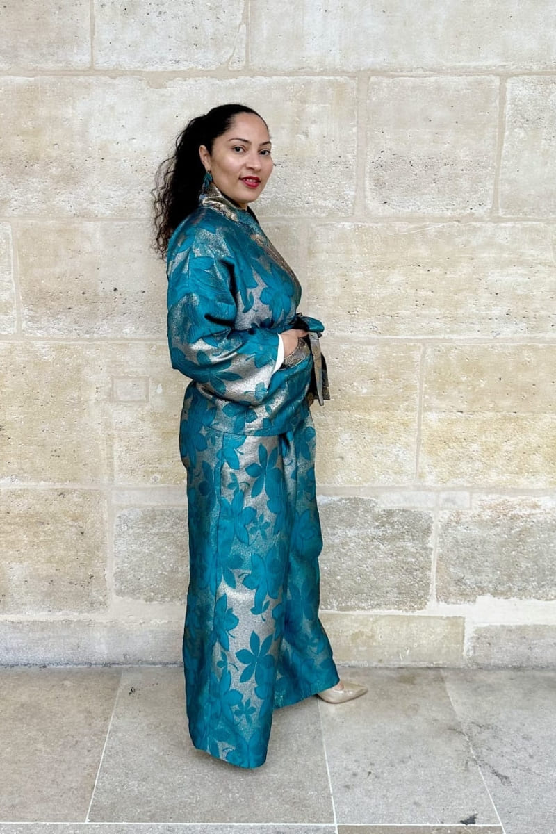 KIMONO FLORAL TURQUOISE
