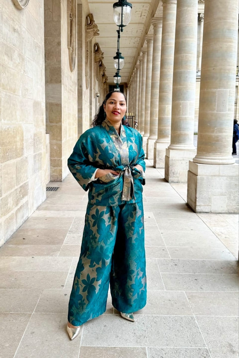 KIMONO FLORAL TURQUOISE