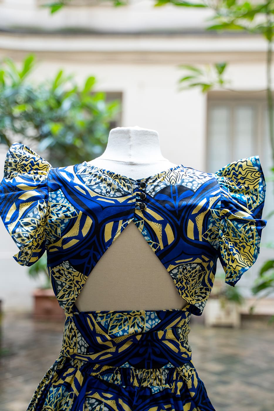 ENSEMBLE TOP ET JUPE BLEUE EN WAX