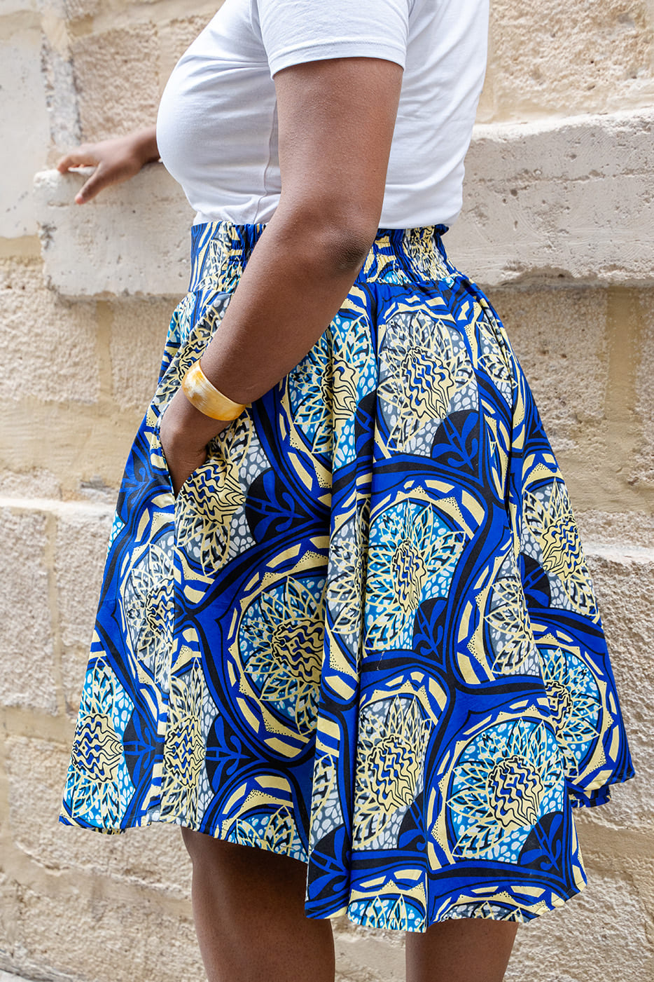 JUPE ASYMÉTRIQUE BLEU
